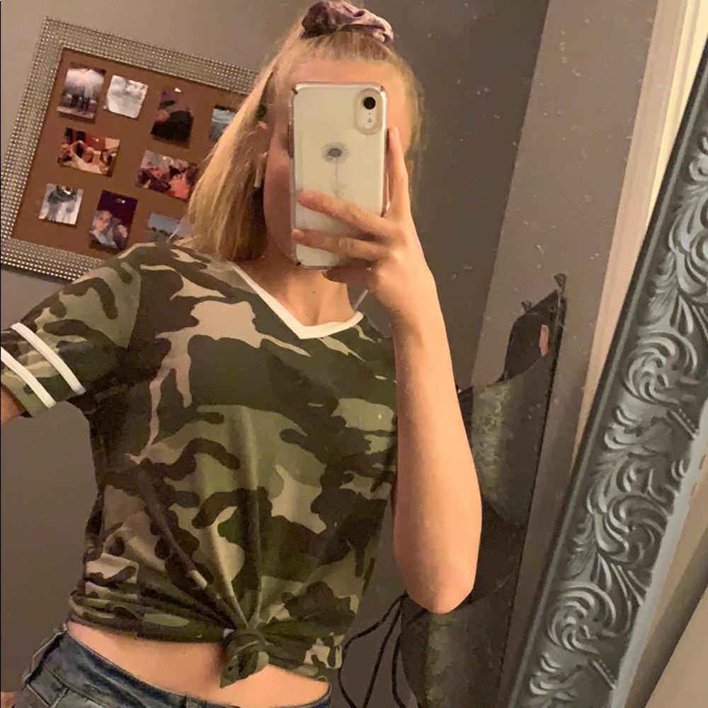 v-neck camo shirt